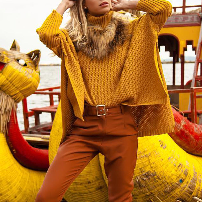Damen - Strickpullover - Hohem Halsausschnitt - Elegantem Mesh-Detail - Modischer Begleiter für jede Saison