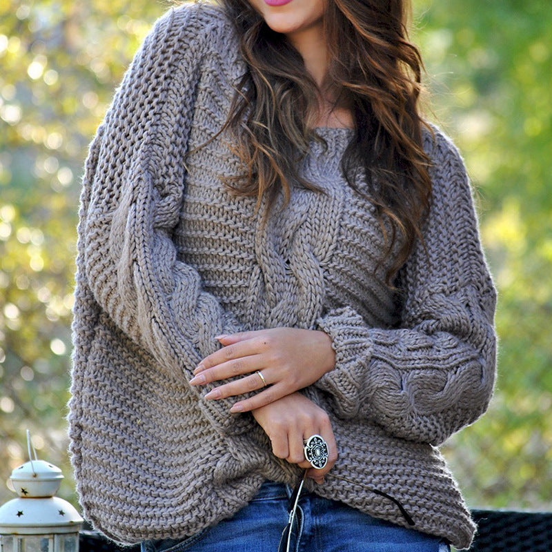 Damen - Übergroßer Pullover - Grobem Kabelstrick - Stilvoller Strickpullover für jede Gelegenheit