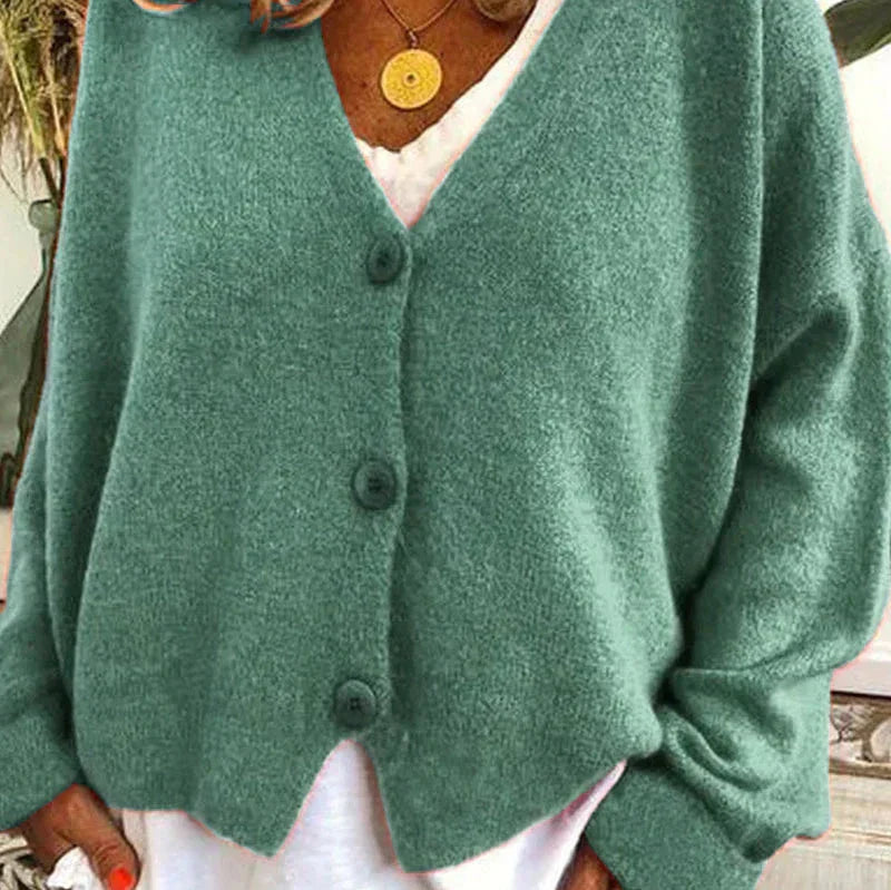Damen - Strickjacke mit V-Ausschnitt - Knopfleiste - Bequemer und Stilvoller Schutz für kalte Tage