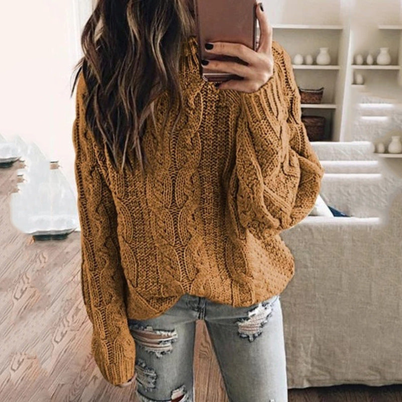 Damen - Grobstrick Pullover - Trendiges Zopfmuster - Bequemer und stilvoller Strickpullover