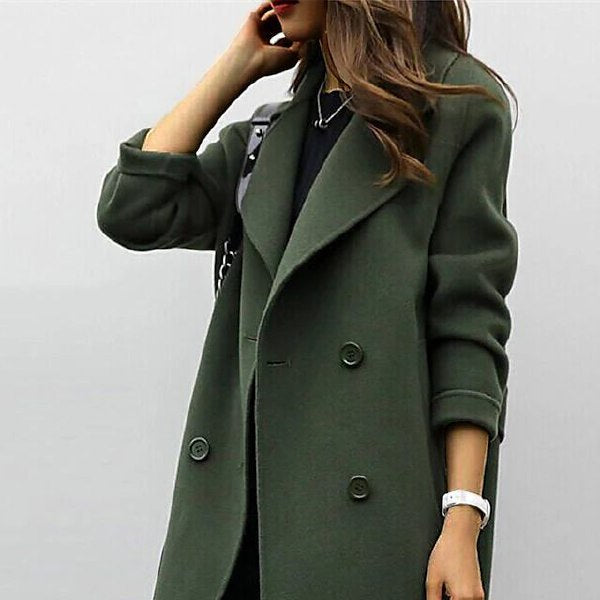 Damen - Maßgeschneiderter Mantel - Hochwertige Wolle - Hoher Kragen für stilvolle Eleganz