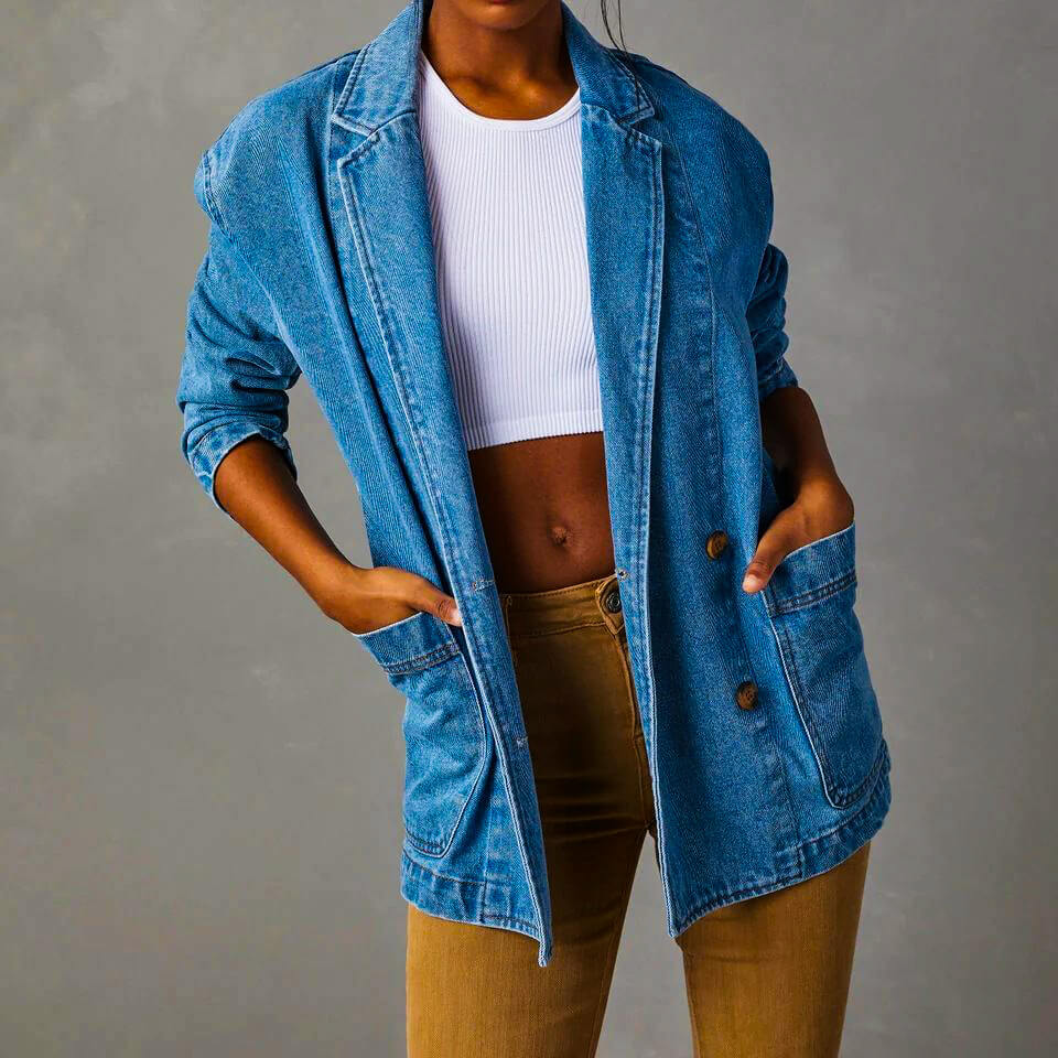 Damen - Denim Blazer - Baumwolldenim - Vielseitige und stilvolle Oberbekleidung für jeden Anlass