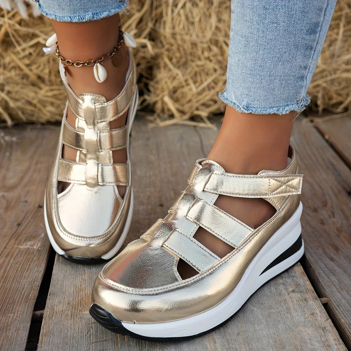 Damen - Komfort Sandalen - Synthetische materialien - Stylisch und langlebig - Ideal für den täglichen Gebrauch