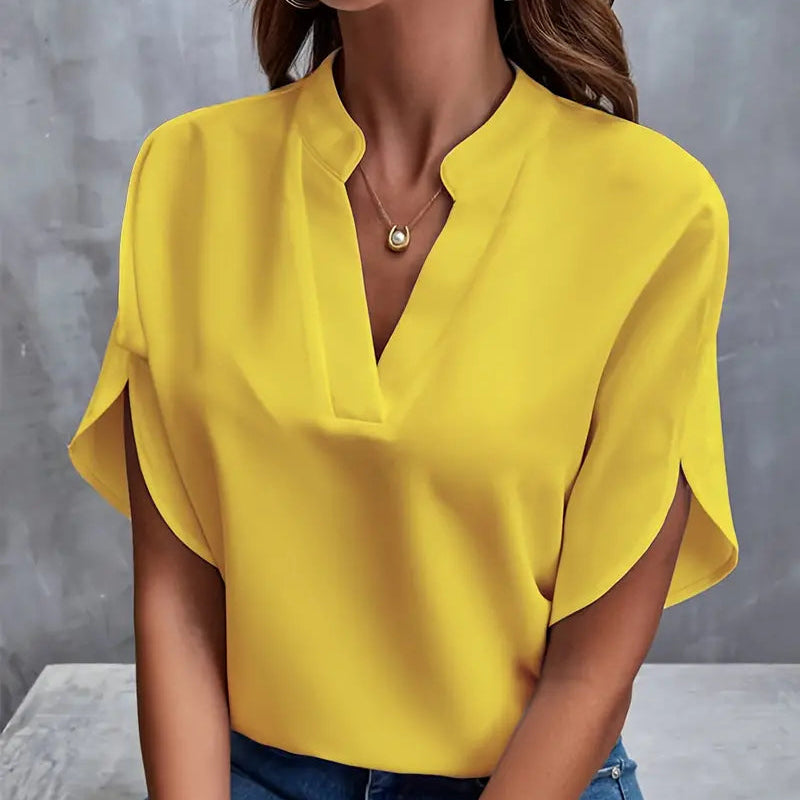 Damen - Elegante Bluse mit kurzen Ärmeln - Leichtes Material - Stylisches und vielseitiges Top für jeden Anlass