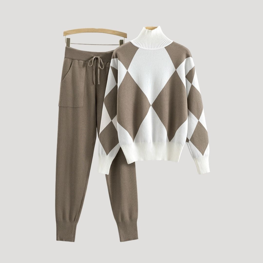 Damen - Gestrickte Winter Loungewear - Bequemer Pullover und Jogger - Gemütliche Freizeitmode für kalte Tage