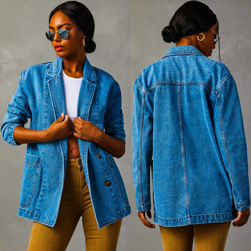 Damen - Denim Blazer - Baumwolldenim - Vielseitige und stilvolle Oberbekleidung für jeden Anlass