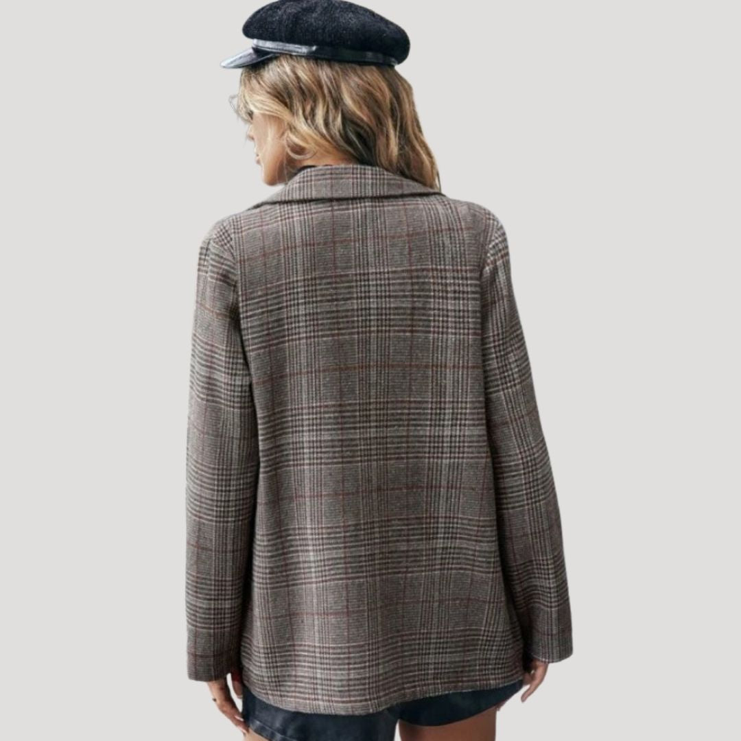 Damen - Karierter Winterblazer - Maßgeschneiderte Wollmischung - Stilvoller Look für kalte Tage