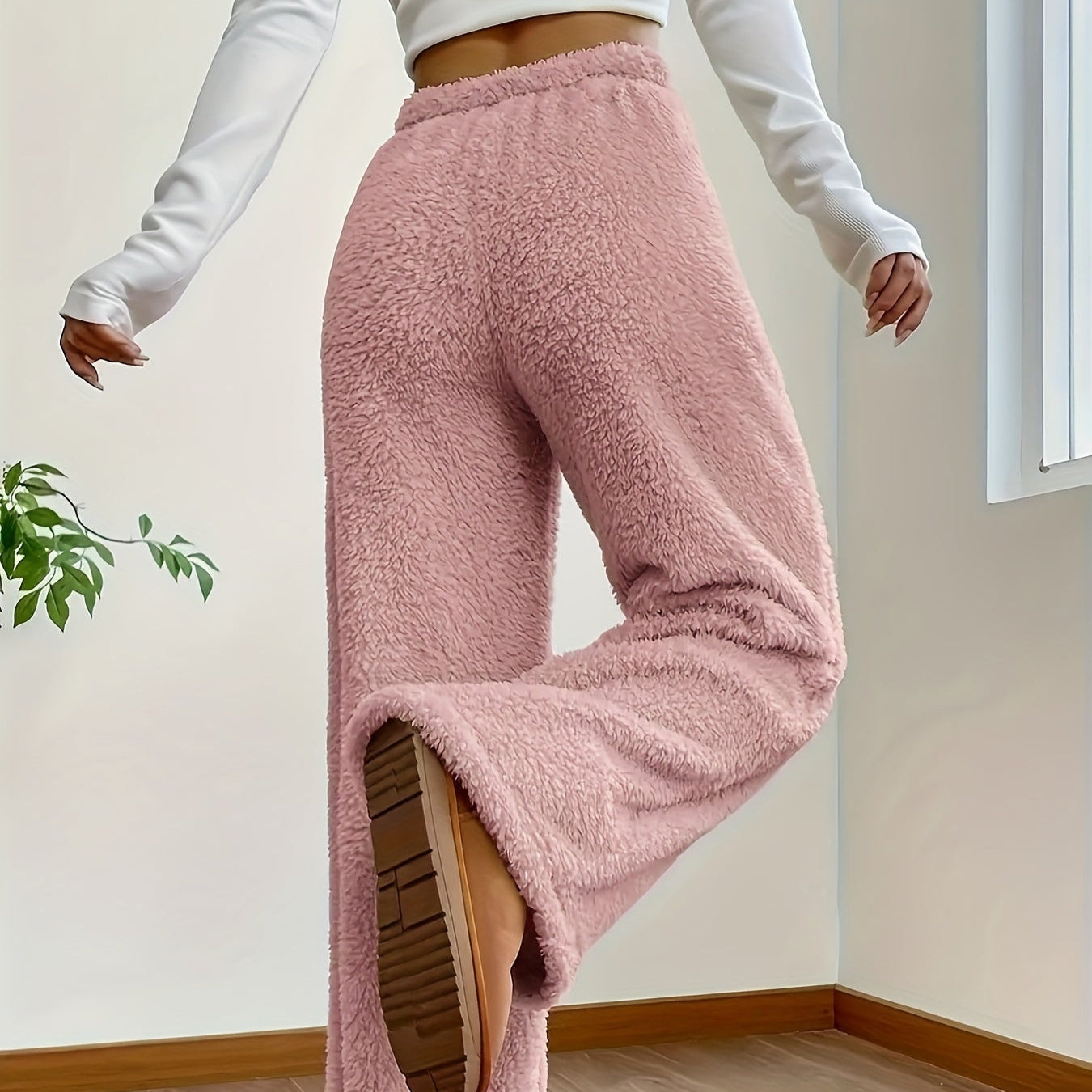 Damen - Teddy Sherpa Hose - Weich und Gemütlich - Kuscheliger Stil für Entspannung