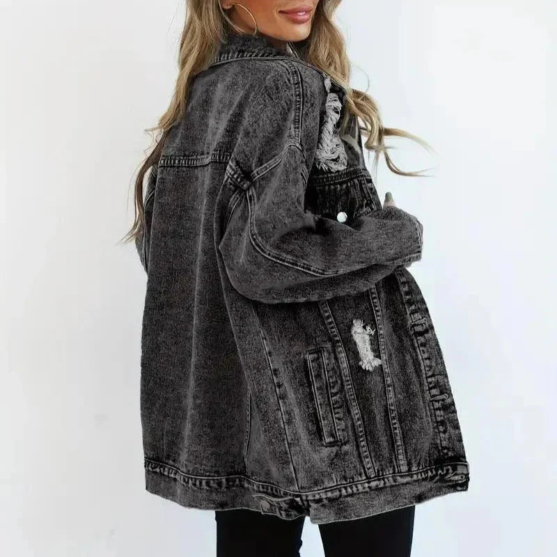 Damen - Übergröße Jacke - Denim - Lässiger Chic - Vielseitige Mode für jeden Anlass