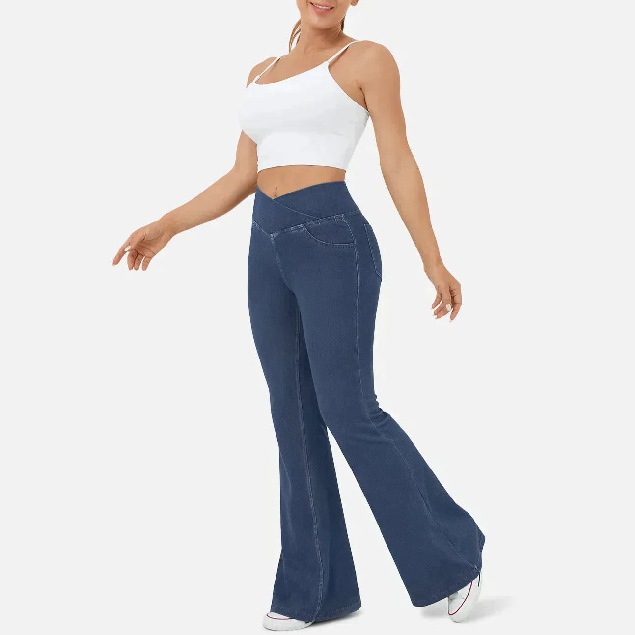 Damen - Schlaghosen mit hoher Taille - Einzigartigen überkreuzten für trendbewusste Outfits
