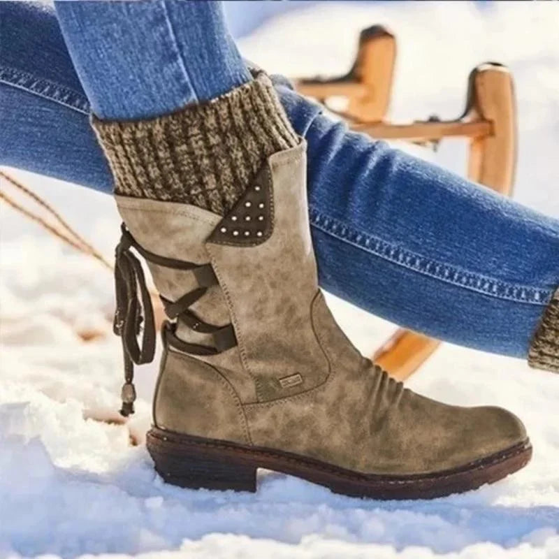 Damen - Winterstiefeletten - Schnürung - Warm und Stylisch für kalte Tage - Bequeme Winterstiefel