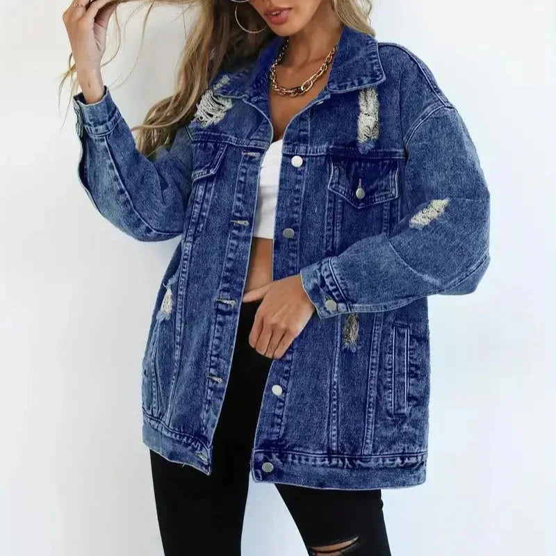Damen - Übergröße Jacke - Denim - Lässiger Chic - Vielseitige Mode für jeden Anlass