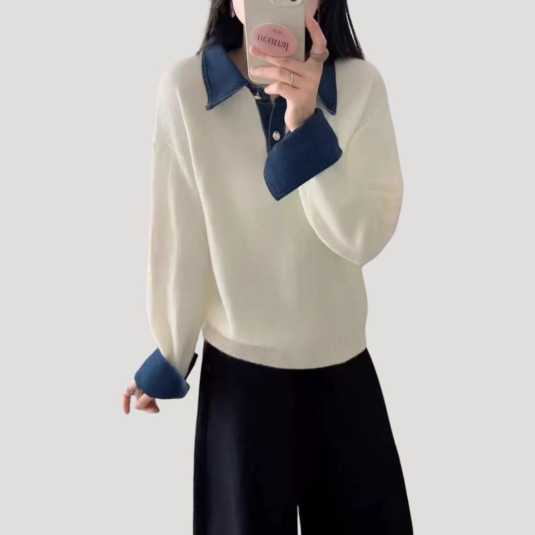 Damen - Winterpullover - Wolle mit Lagenkragen - Bequemer und stilvoller Look für die kalte Jahreszeit