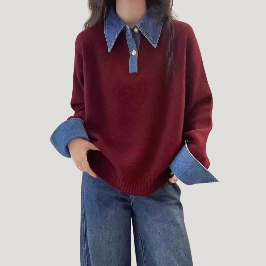 Damen - Winterpullover - Wolle mit Lagenkragen - Bequemer und stilvoller Look für die kalte Jahreszeit