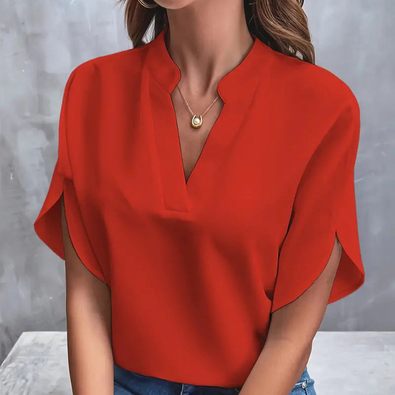 Damen - Elegante Bluse mit kurzen Ärmeln - Leichtes Material - Stylisches und vielseitiges Top für jeden Anlass