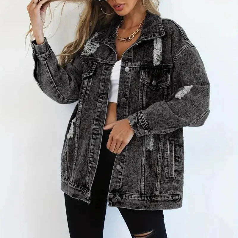 Damen - Übergröße Jacke - Denim - Lässiger Chic - Vielseitige Mode für jeden Anlass