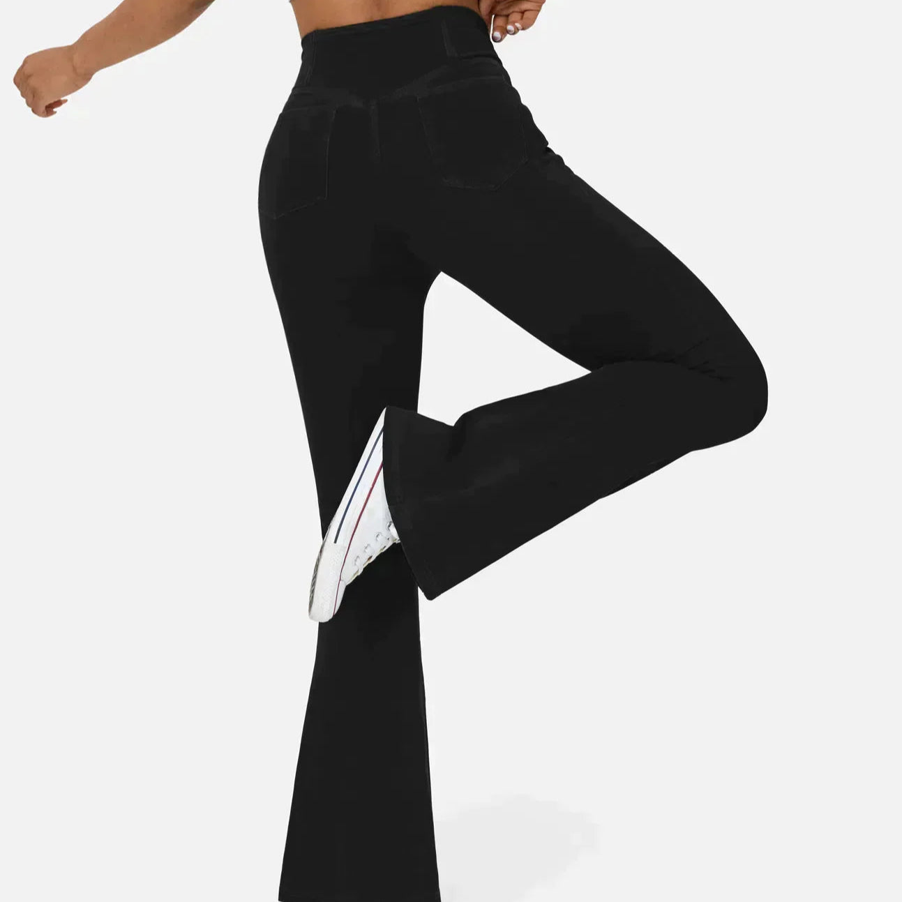 Damen - Schlaghosen mit hoher Taille - Einzigartigen überkreuzten für trendbewusste Outfits