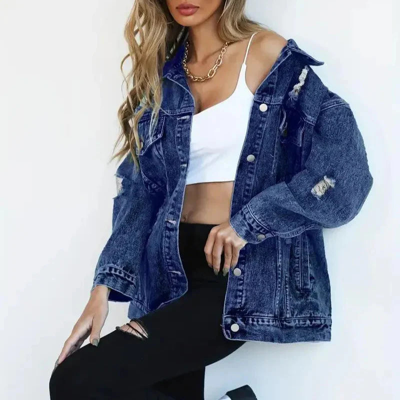 Damen - Übergröße Jacke - Denim - Lässiger Chic - Vielseitige Mode für jeden Anlass