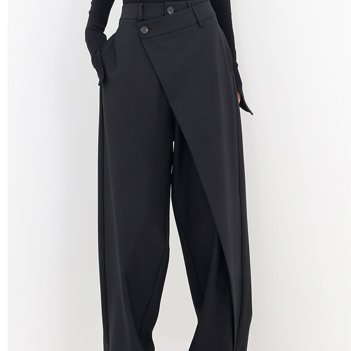 Damen - Asymmetrische Layered Weite Hose - Webstoffmischung - Stilvoll & Bequem - Perfekte Passform für Jeden Anlass