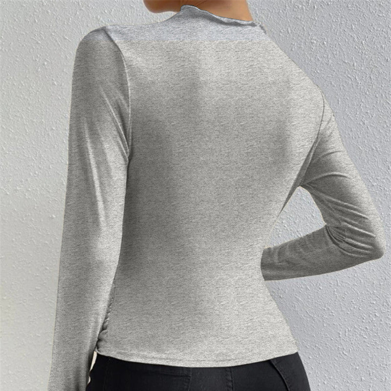 Damen - Langärmliges Hemd mit Falten - Stylischer Passform - Elegantes Freizeit Oberteil