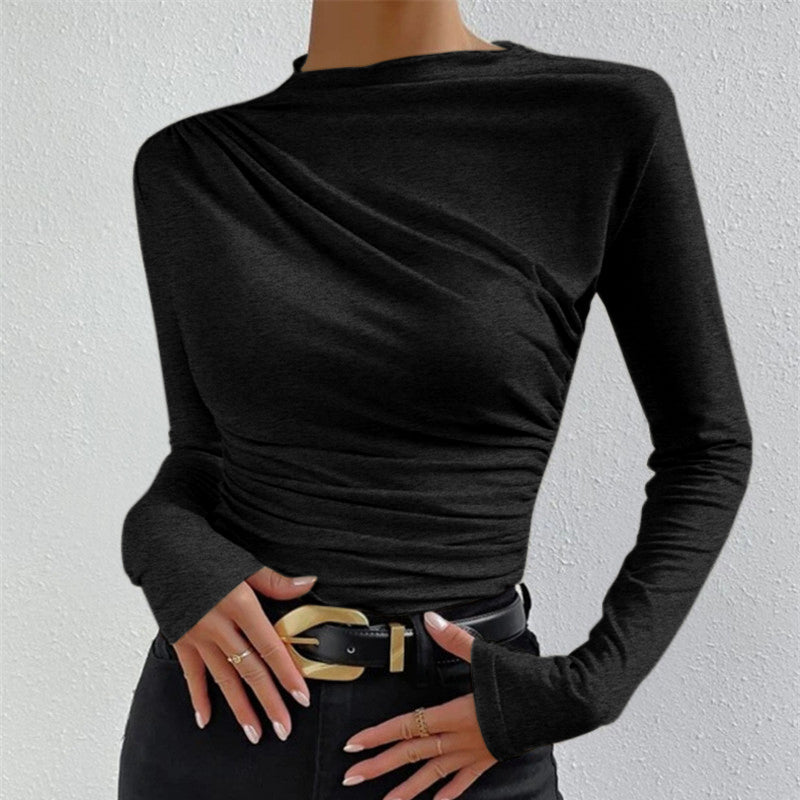 Damen - Langärmliges Hemd mit Falten - Stylischer Passform - Elegantes Freizeit Oberteil