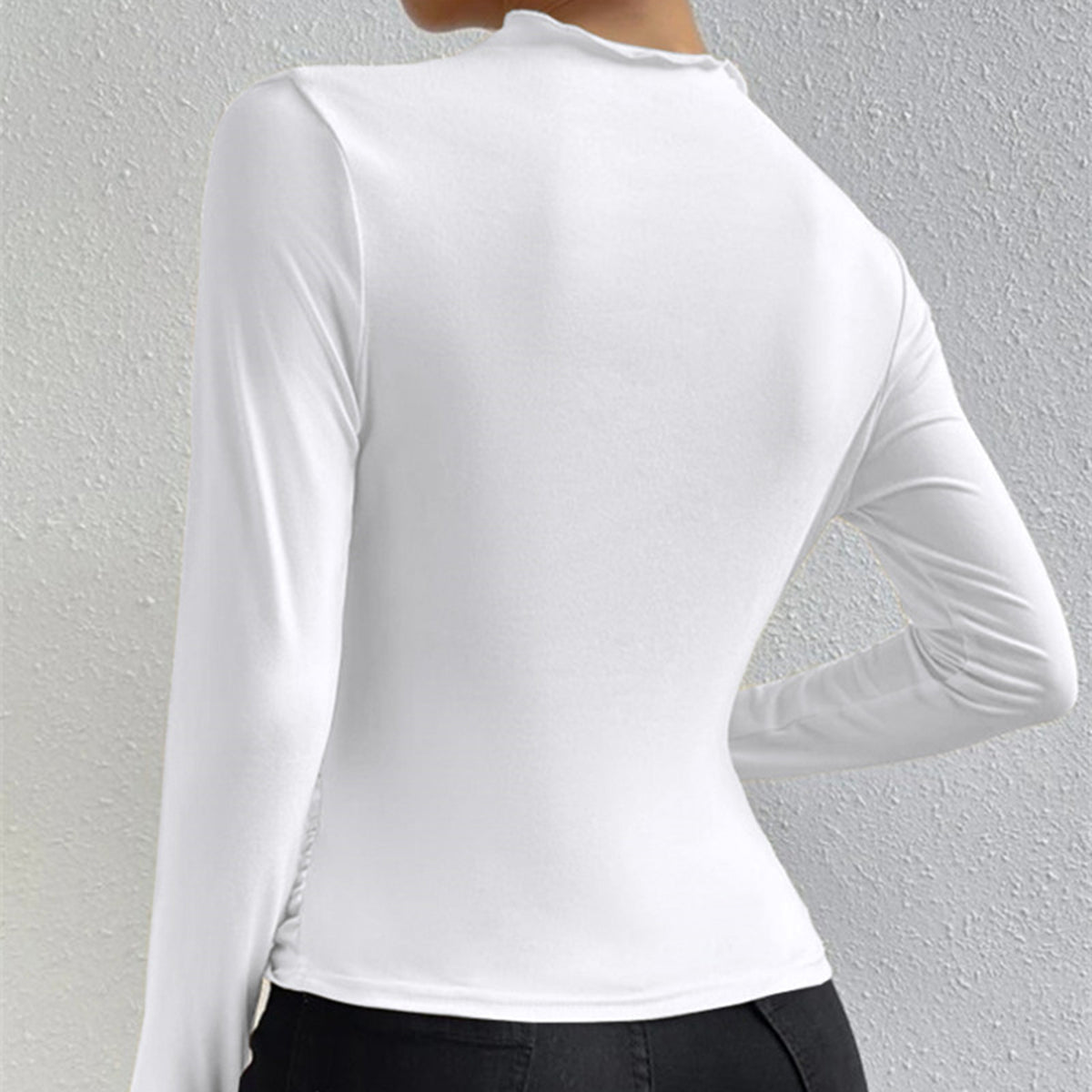 Damen - Langärmliges Hemd mit Falten - Stylischer Passform - Elegantes Freizeit Oberteil