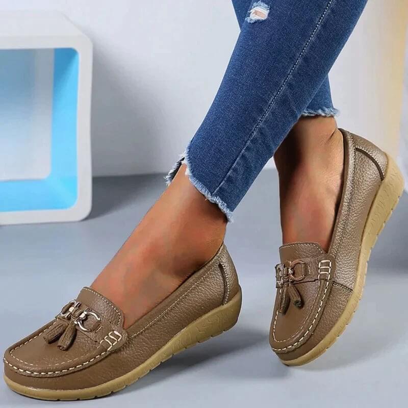 Damen - Loafers - Leder - Bequeme Passform, klassischer Stil - Freizeitschuhe