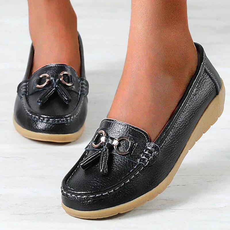 Damen - Loafers - Leder - Bequeme Passform, klassischer Stil - Freizeitschuhe