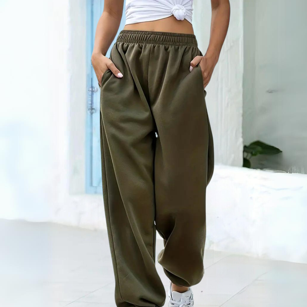 Damen - Hochtaillierte Jogginghosen - Bequemer Baggy Style - Ideal für Freizeit und Sport