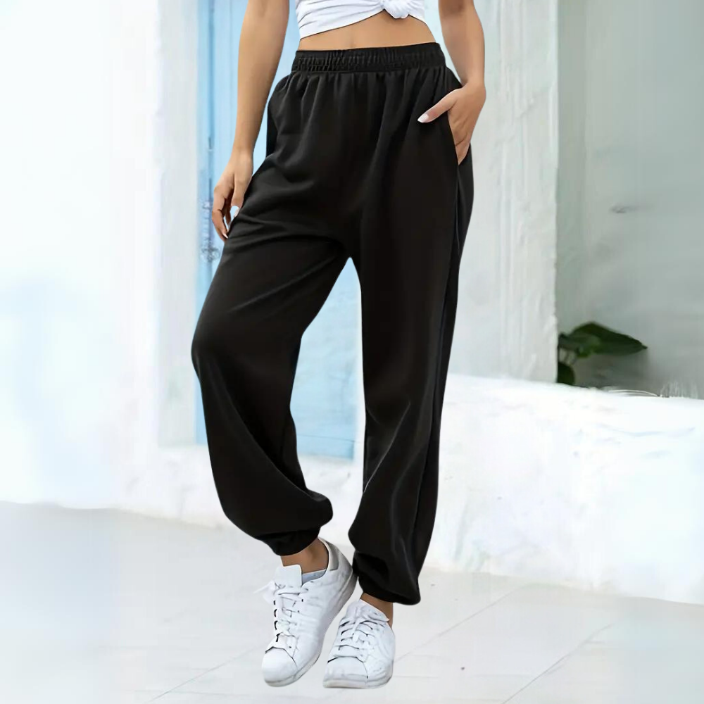 Damen - Hochtaillierte Jogginghosen - Bequemer Baggy Style - Ideal für Freizeit und Sport