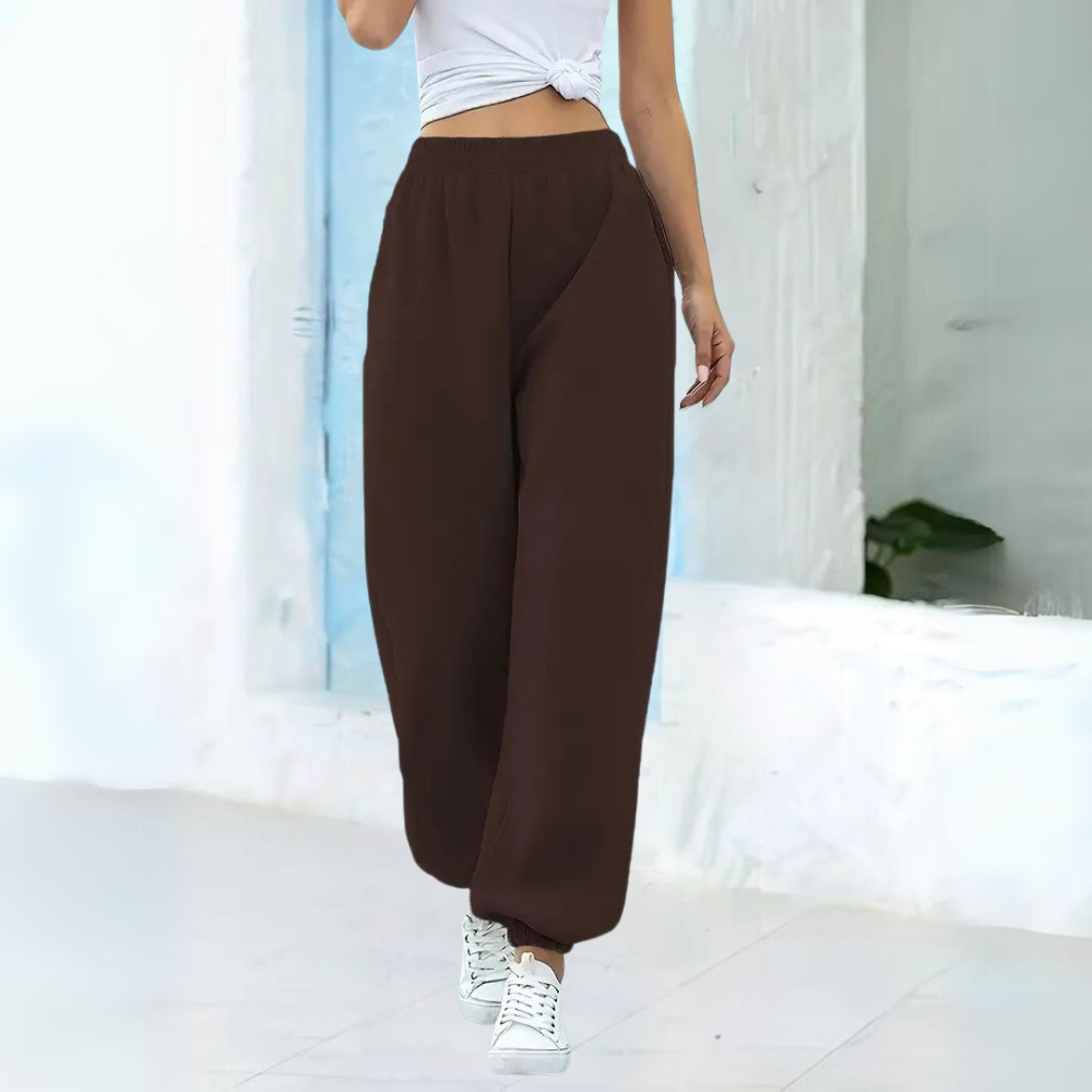 Damen - Hochtaillierte Jogginghosen - Bequemer Baggy Style - Ideal für Freizeit und Sport