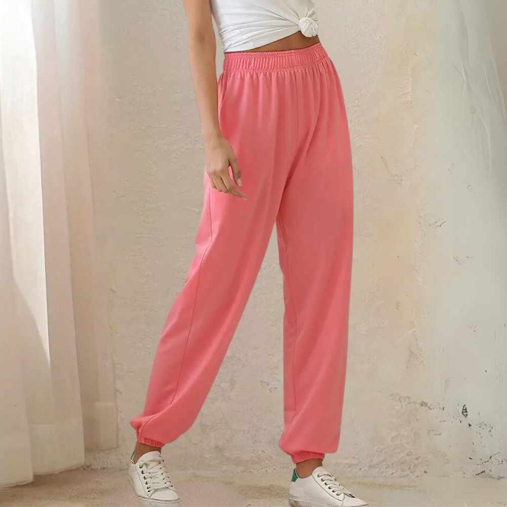 Damen - Hochtaillierte Jogginghosen - Bequemer Baggy Style - Ideal für Freizeit und Sport