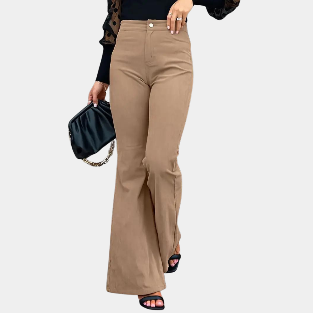 Damen - Hochtaillierte Schlaghosen - Cord Stil - Bequeme und Stilvolle Mode für Jeden Anlass