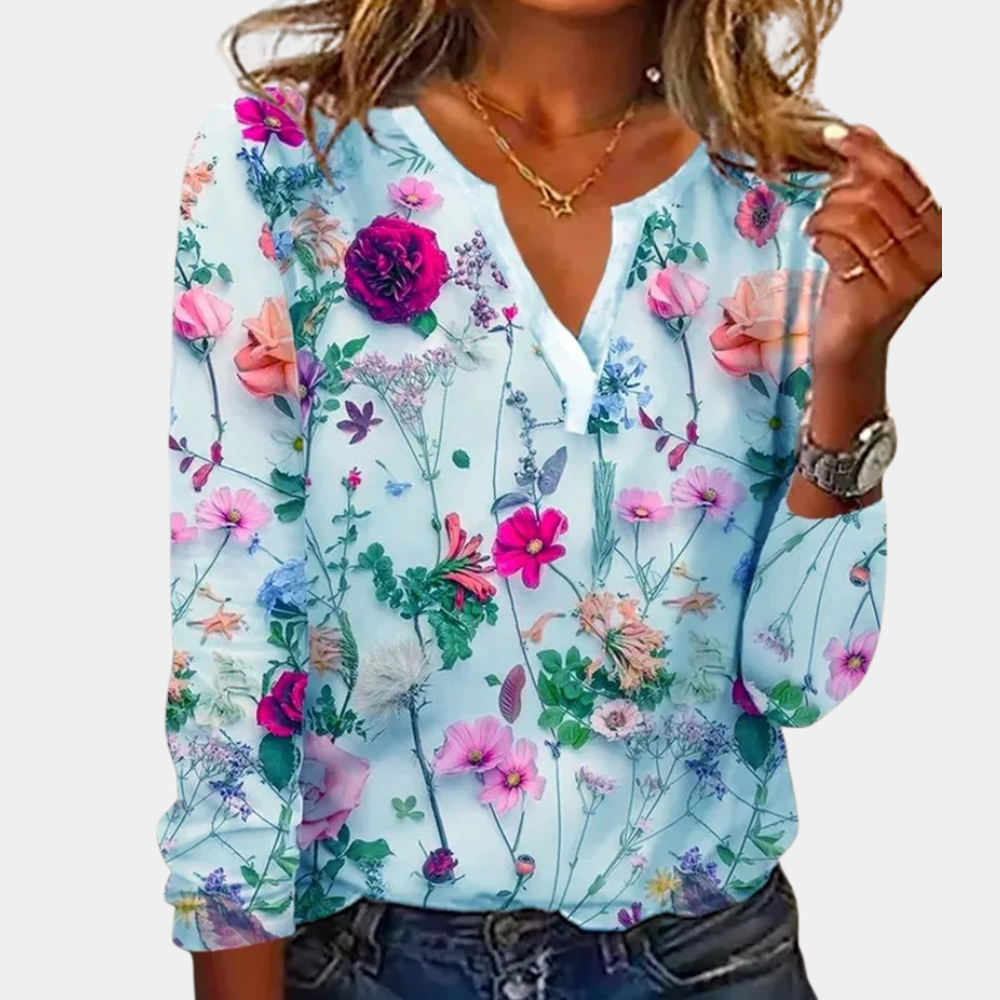 Damen - Blumenbluse - Leichtes Stoff - Lässiges Sommer-Top - Stylisch, bequem & perfekt für warme Tage