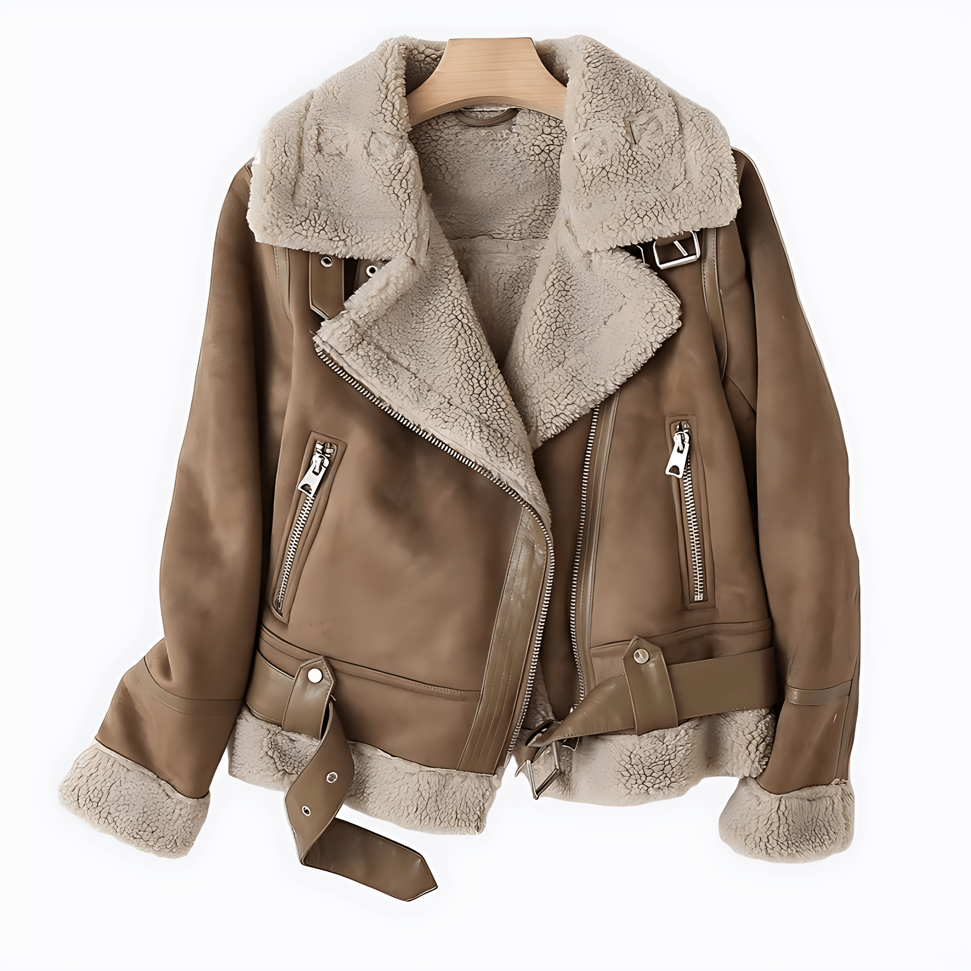 Damen - Bikerjacke - Asymmetrischer Reißverschluss - Gefütterter Kragen - Trendige Lederjacke für jeden Anlass