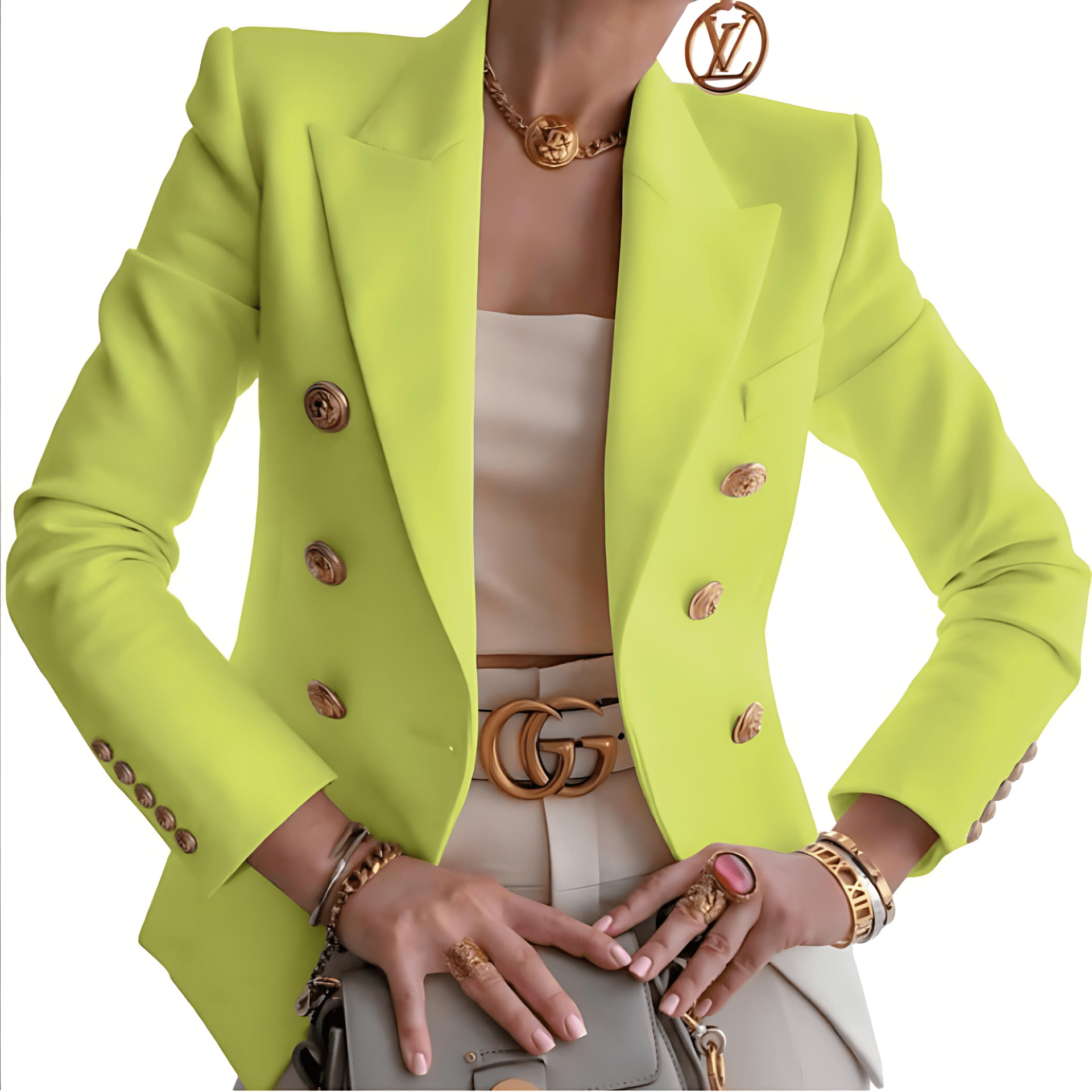 Damen - Eleganter Blazer - Doppelten Knöpfen - Stilvoller Look für jeden Anlass