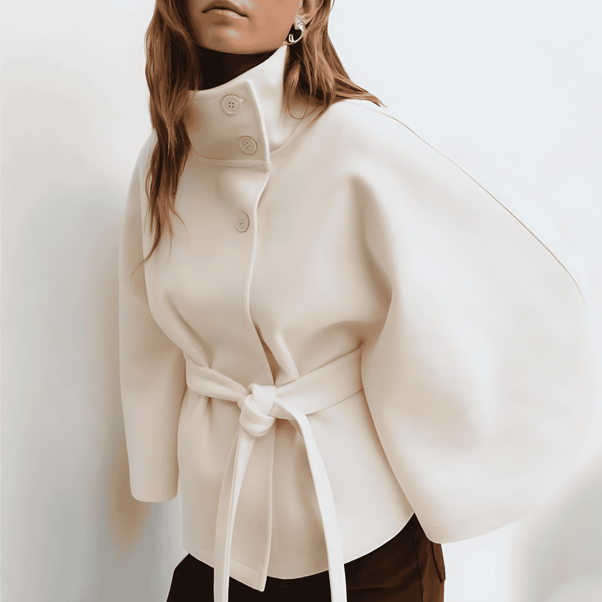 Damen - Fließende Jacke - Gürtel - Eleganter Stil für jeden Anlass