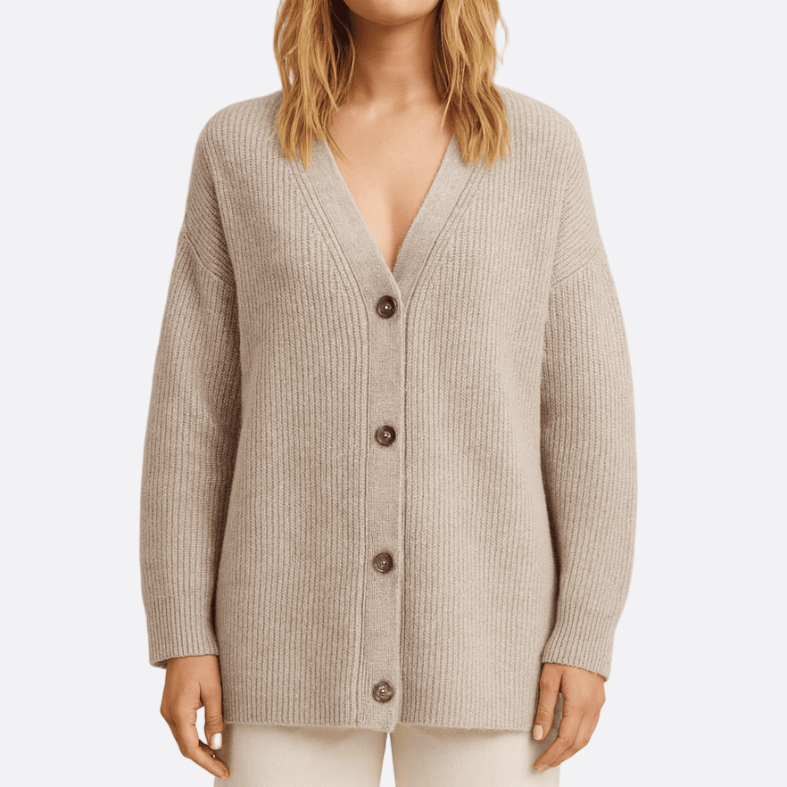 Damen - Gemütliche Strickjacke - Übergröße - Rippenstrick - Bequeme Mode für kalte Tage