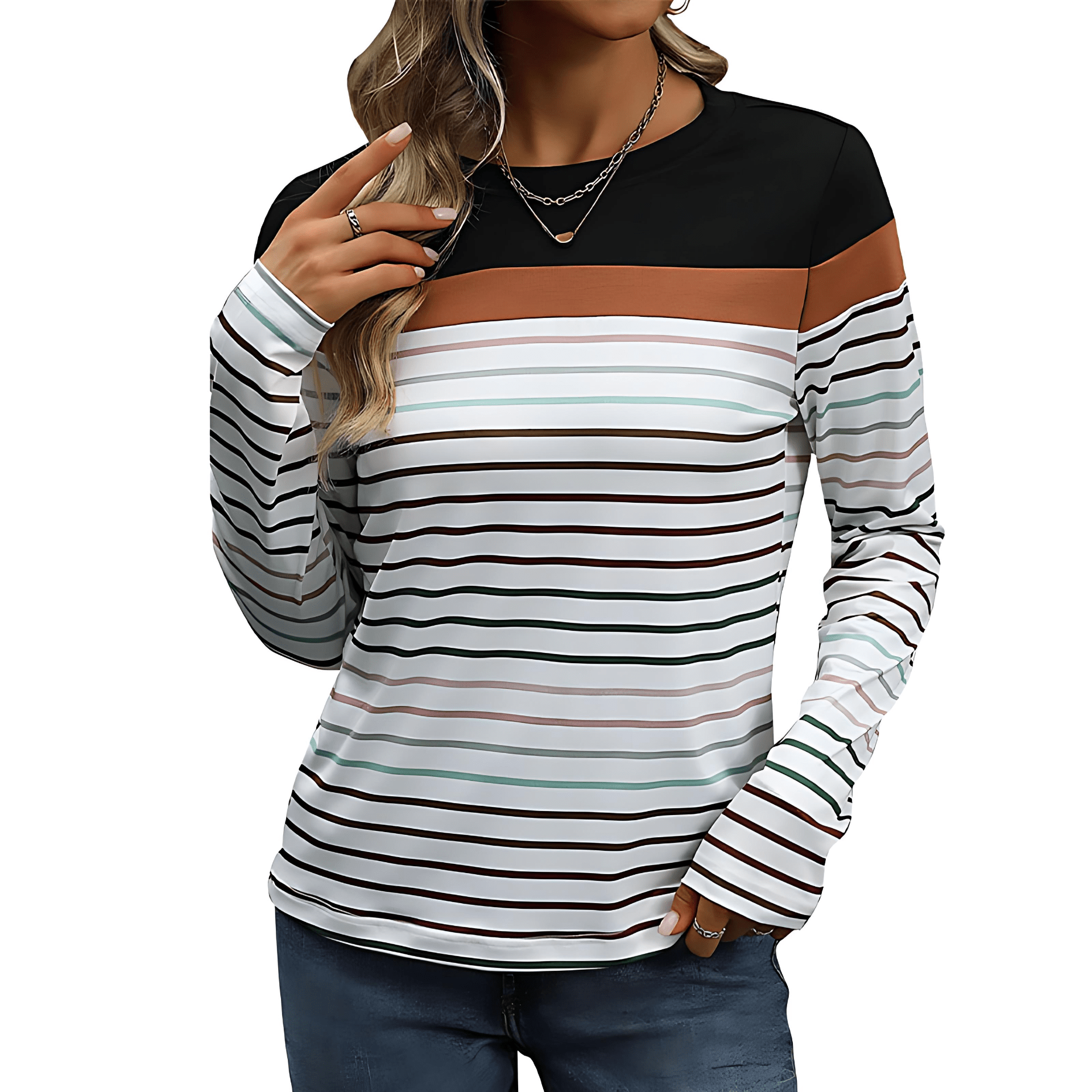 Damen - Gestreiftes Freizeithemd - Baumwolle - Bequeme Passform - Stilvolles Freizeitoutfit