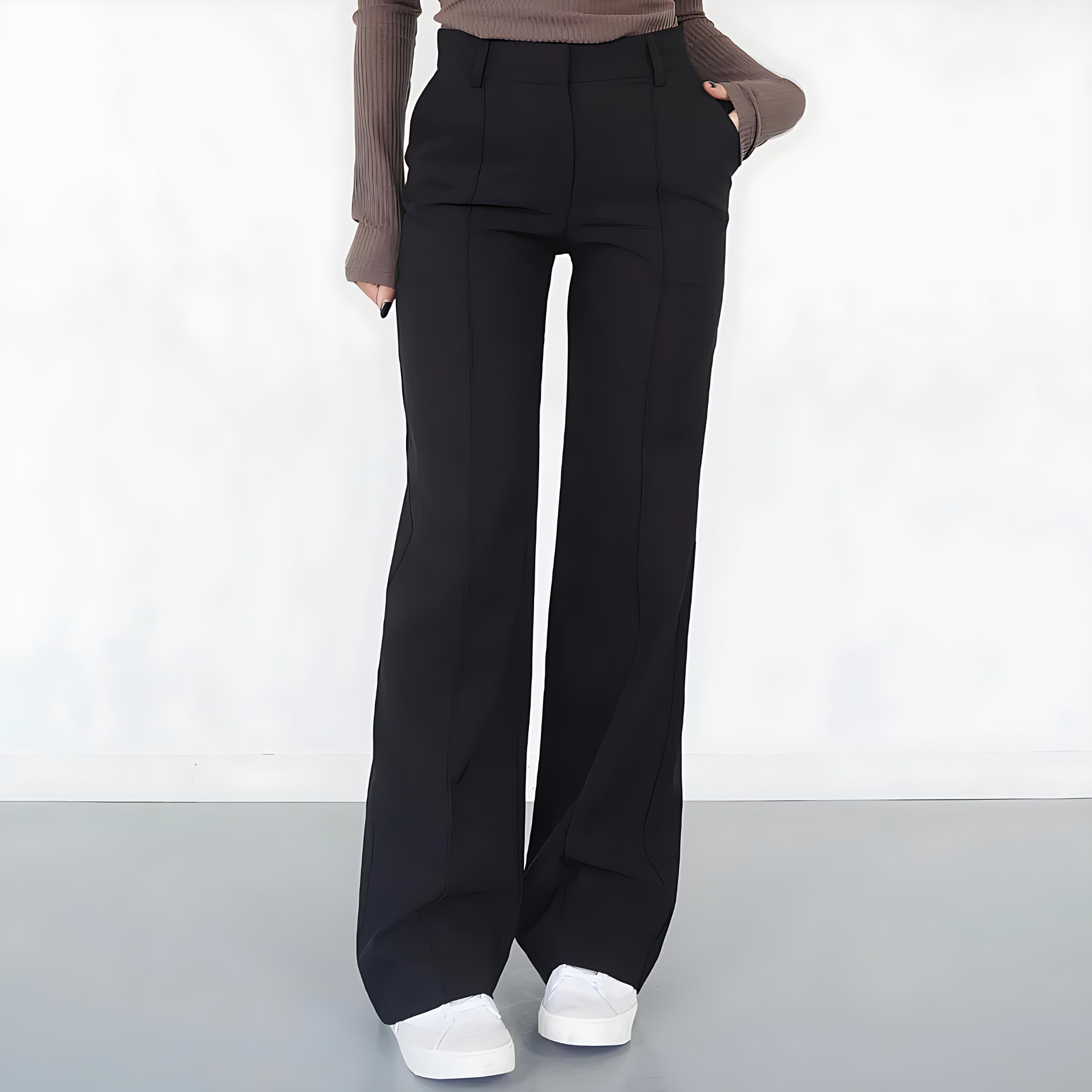 Damen - Hochtaillierte Hose - Gerades Bein - Stilvoll und Bequem - Perfekte Passform für jeden Anlass