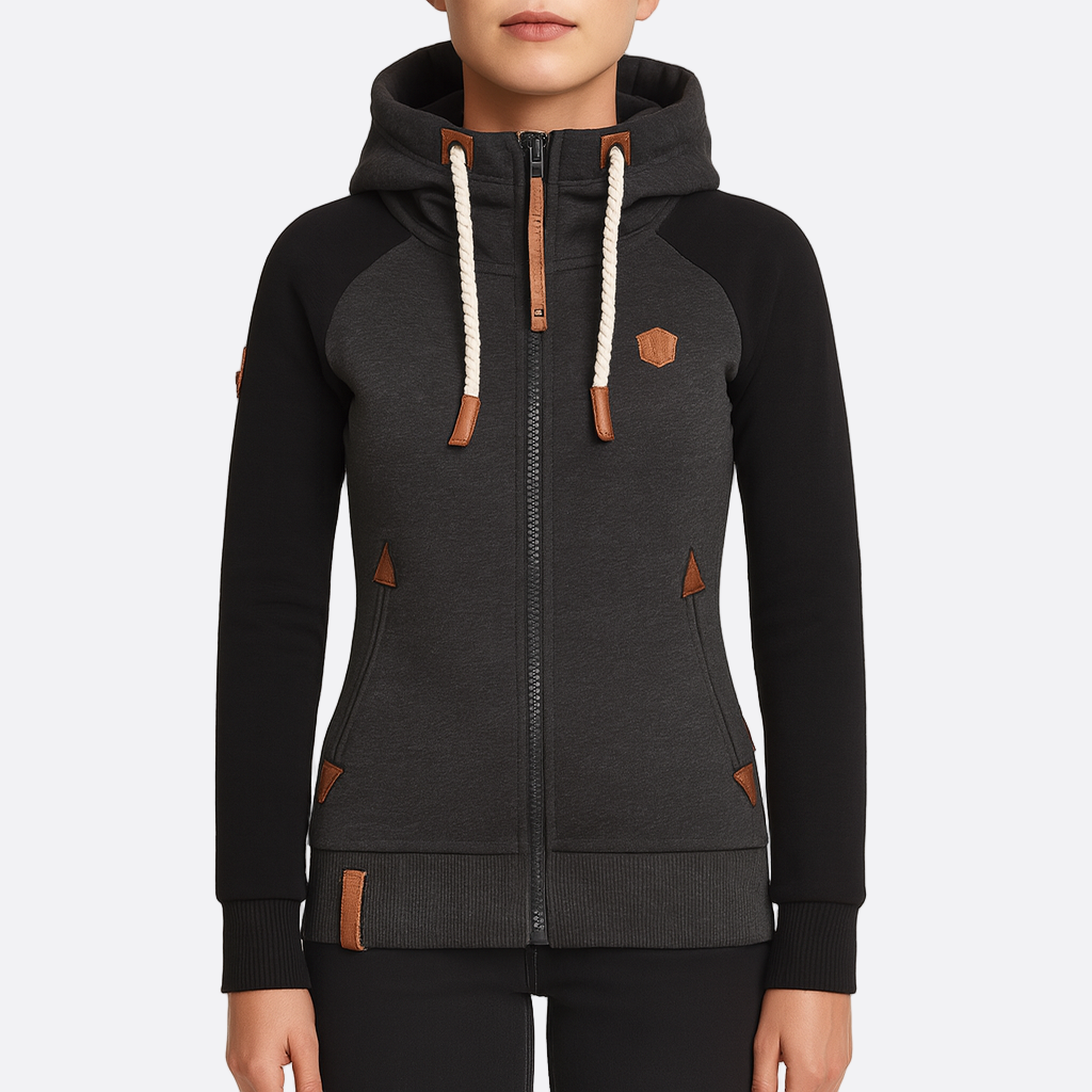 Damen - Kapuzenjacke - Reißverschluss - Bequemer langärmeliger Hoodie für Alltag und Freizeit
