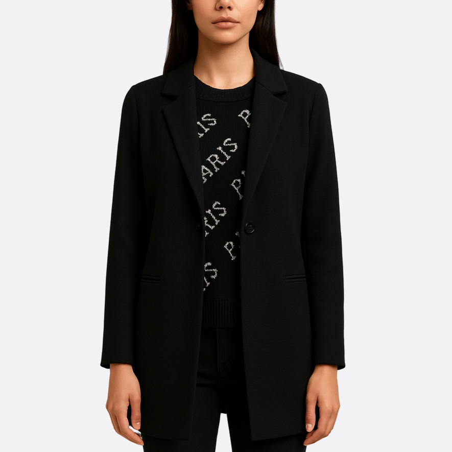 Damen - Klassischer mittellanger Mantel - Wollmischung - Eleganter Stil für jeden Anlass