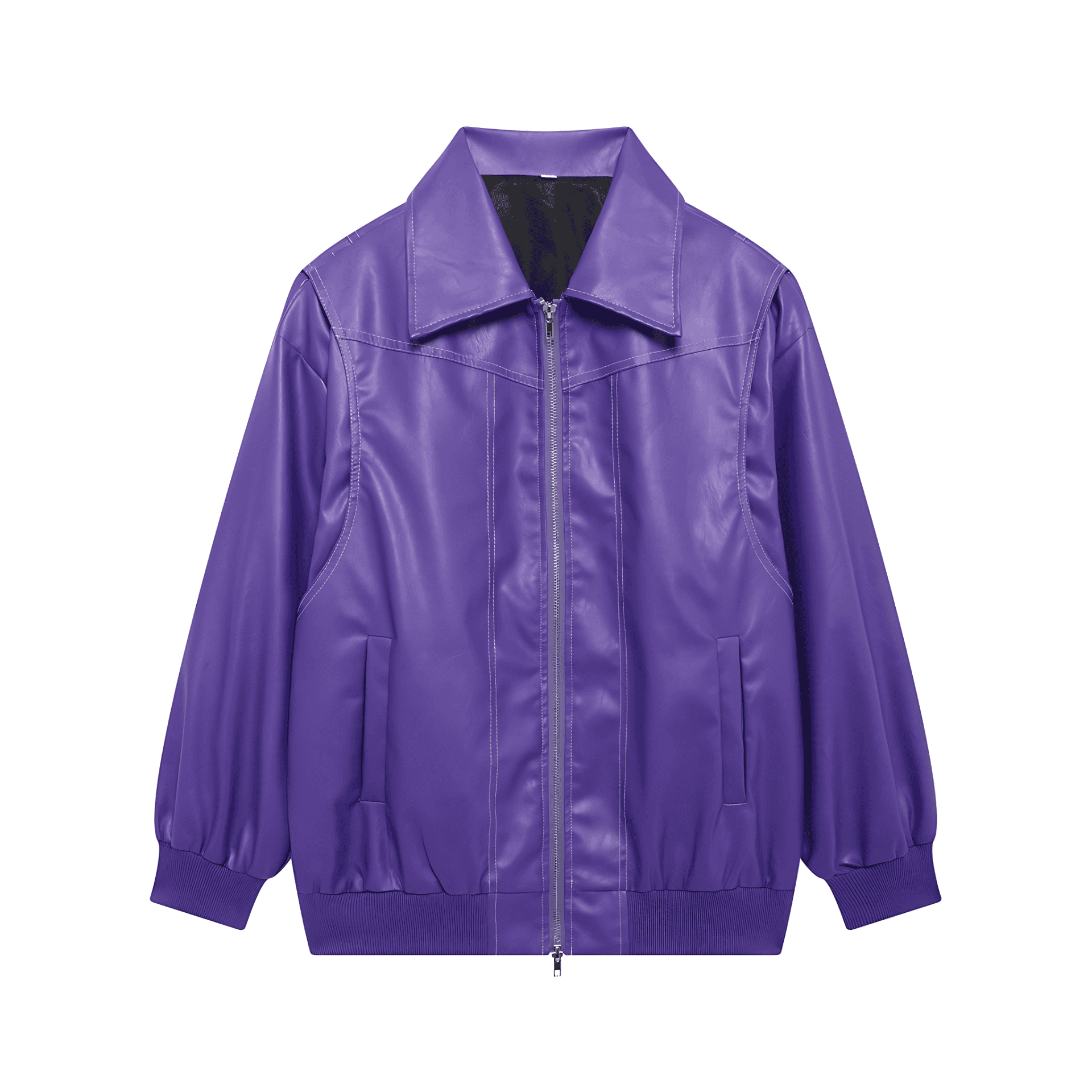 Damen - Kunstlederjacke - Elastischen Manschetten - Modische und bequeme Jacke für jeden Anlass