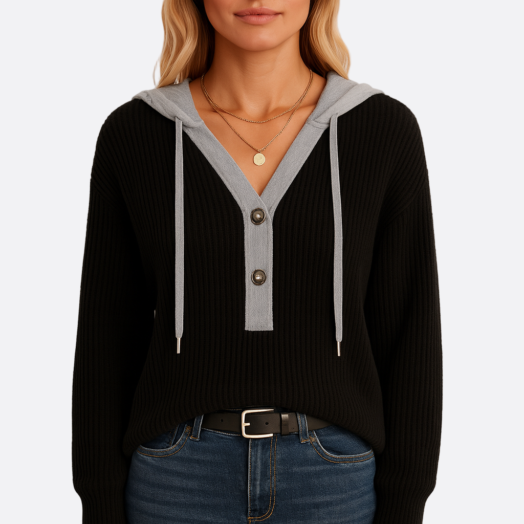 Damen - Kuscheliges Kapuzensweatshirt - Weiches Material - Kontrastierender Kapuze - Bequemer Alltags Stil