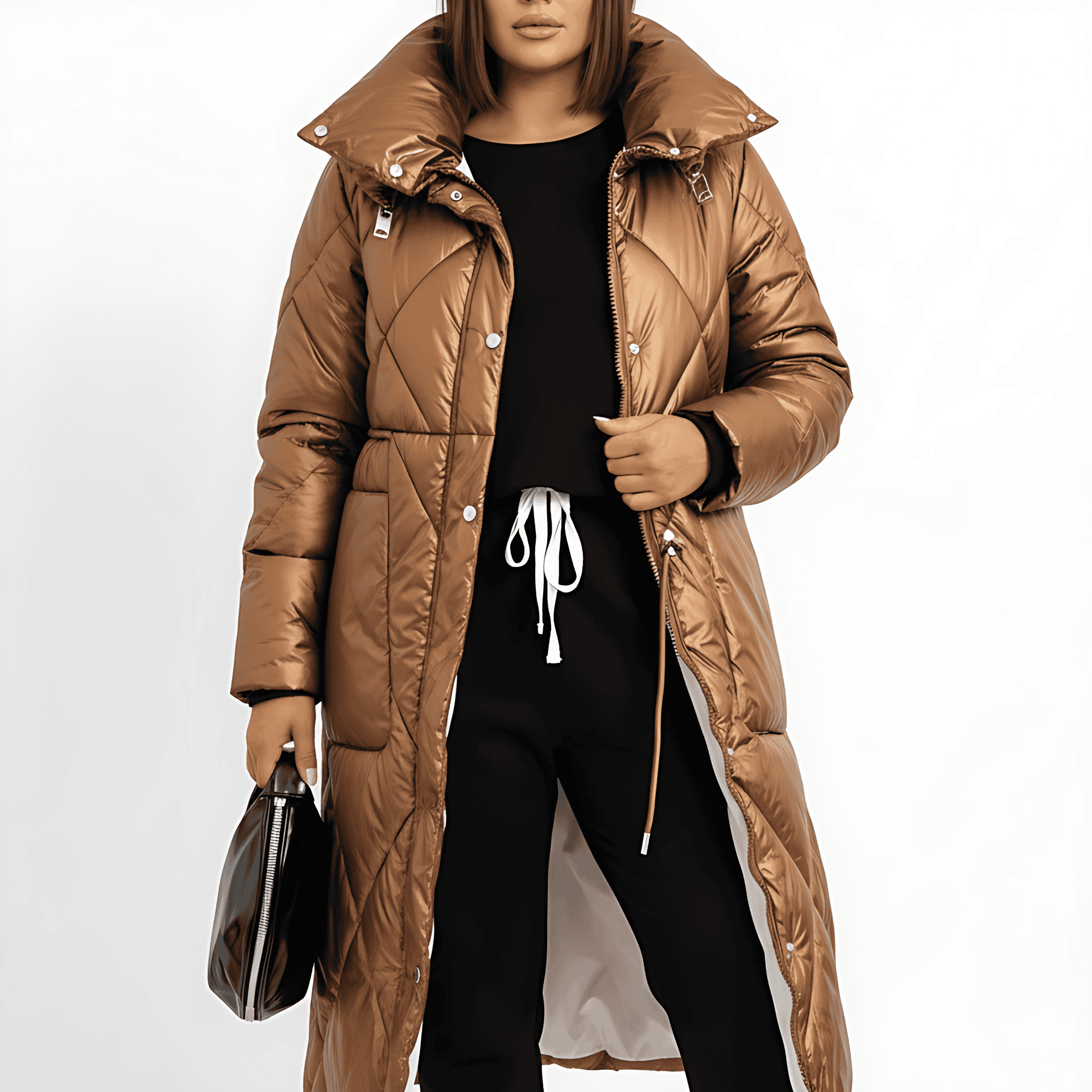 Damen - Lange Pufferjacke - Hohem Kragen - Warm und stilvoll für kalte Tage - Modische Winterjacke