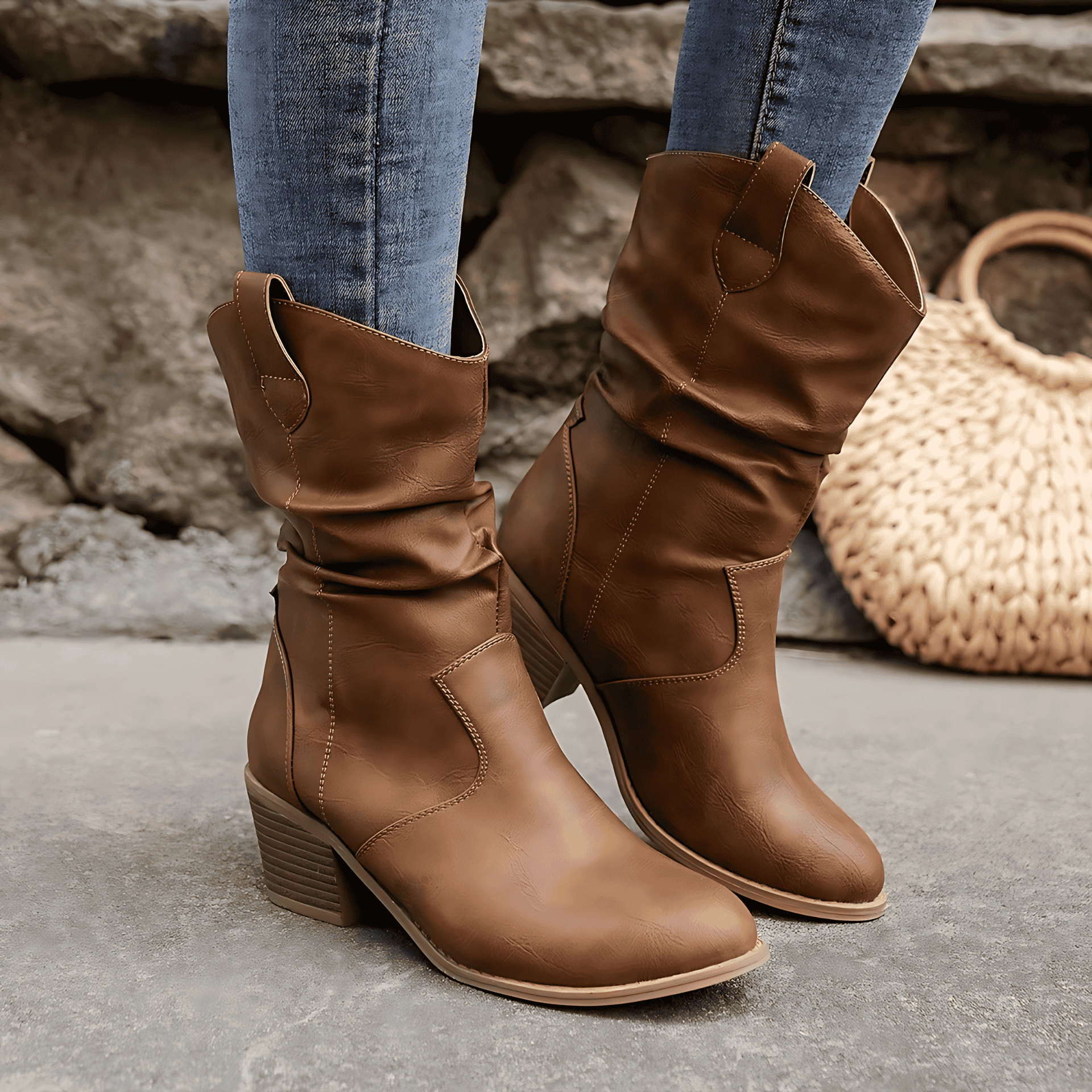 Damen - Lederstiefel - Bequemem Absatz - Stilvolle und Komfortable Schuhe für Jeden Anlass