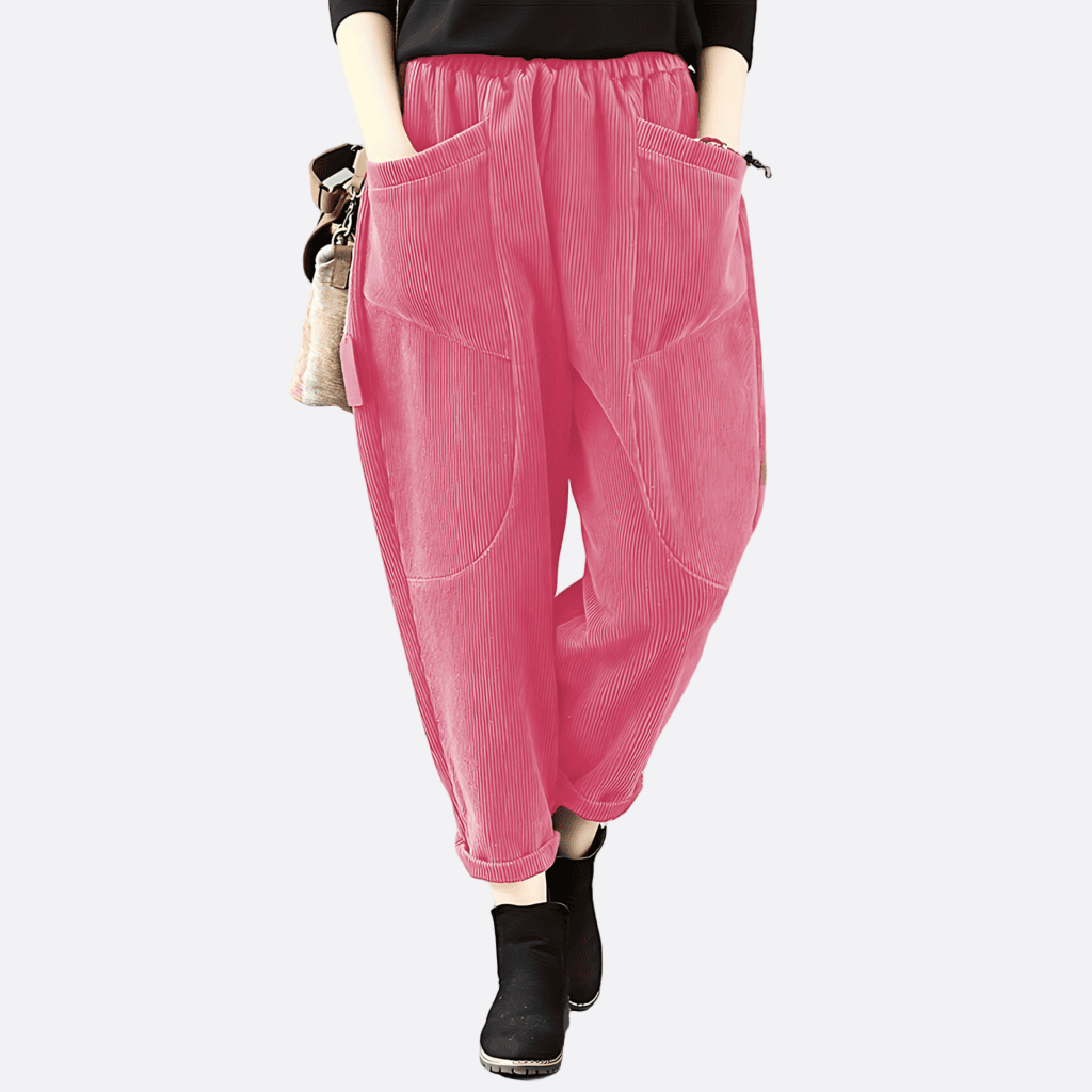 Damen - Lose geschnittene Cordhosen - Praktischen Taschen - Bequeme und stylische Hosen für jeden Anlass
