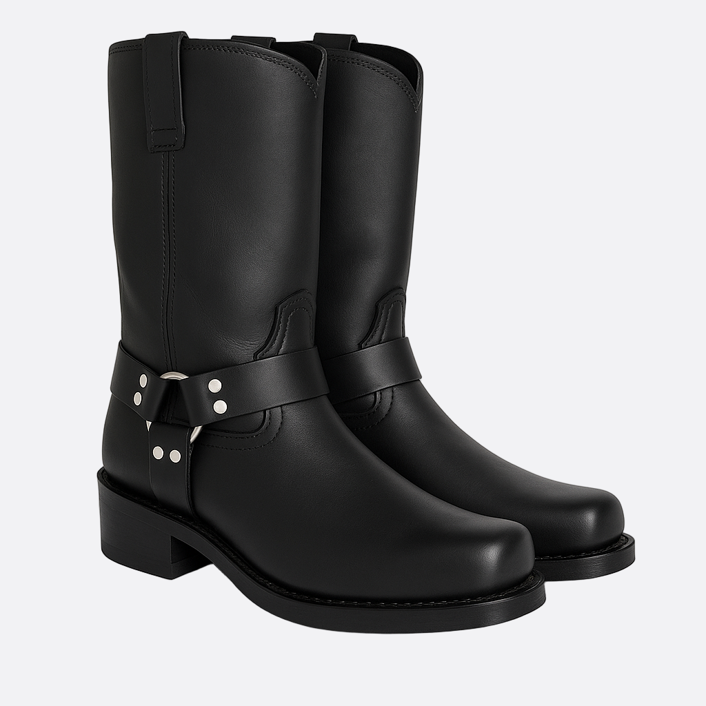 Damen - Mid-Calf Stiefel - Harness und Schnalle Akzent - Stilvoll und Bequem für Jeden Anlass