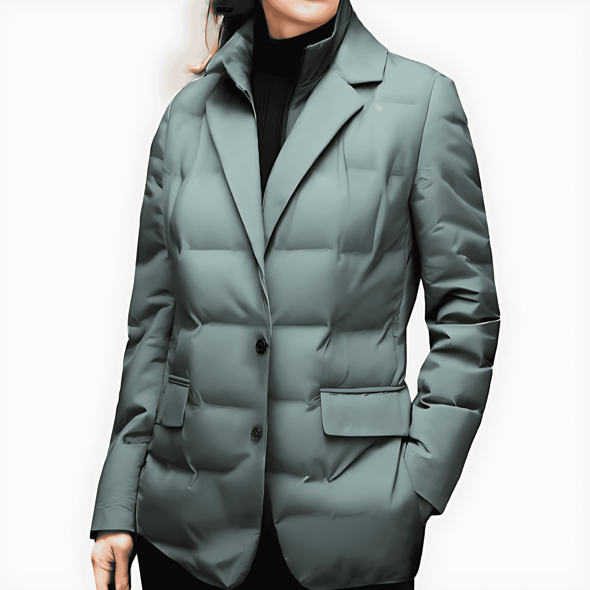 Damen - Puffer Blazer Jacke - Stilvolles Design - Gekerbtem Revers - Trendige Wintermode