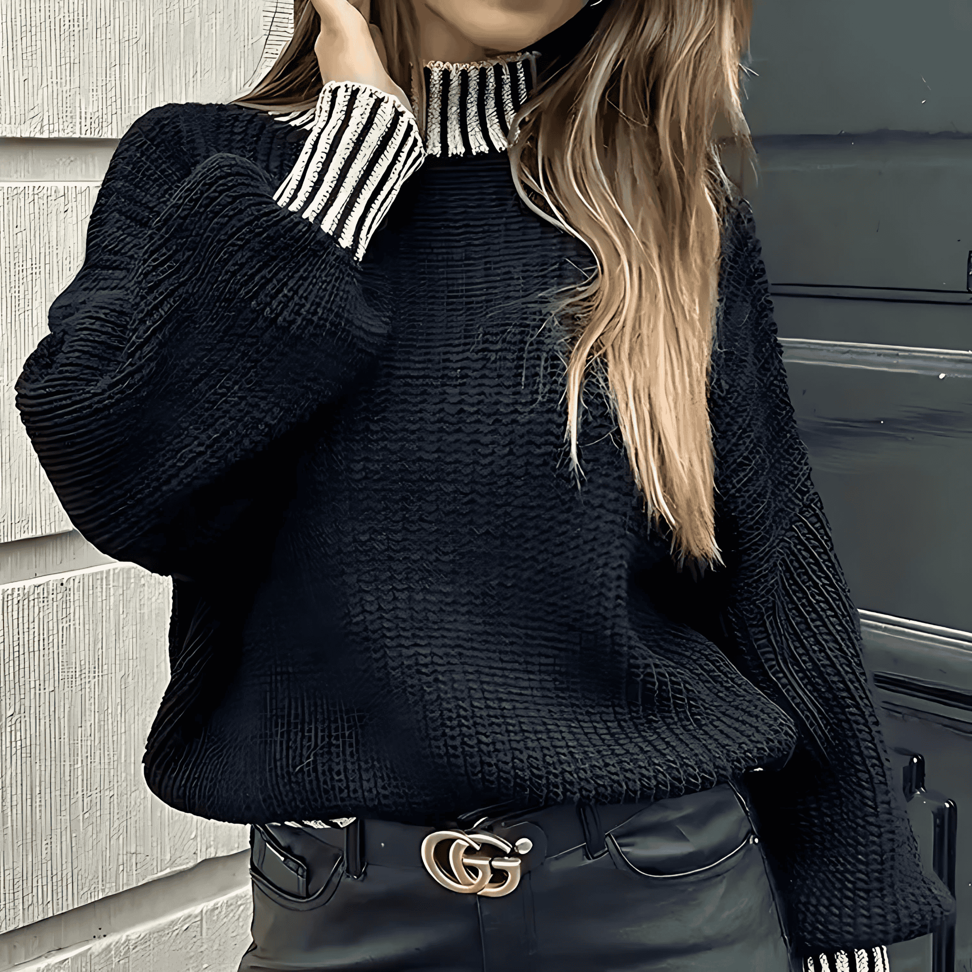Damen - Pullover - Geripptem Rundhalsausschnitt - Kuscheliger Strickstil für gemütliche Tage